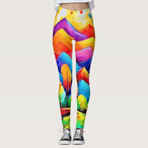 Rainbow Mountains Abstract Landscape Leggings