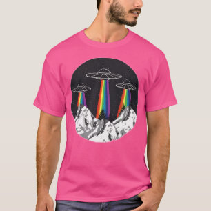 Rainbow Mountains Aliens Spaceship T-Shirt