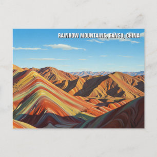 Rainbow Mountains Gansu China Travel Postcard