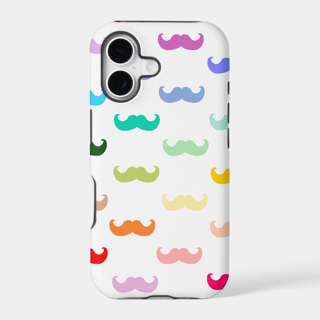 Rainbow Moustache pattern on white (Back)