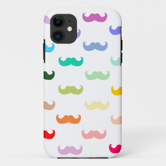 Rainbow Moustache pattern on white iPhone 11 Case