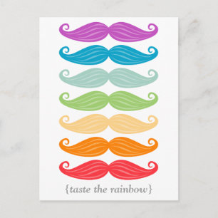 Rainbow Moustaches Postcard
