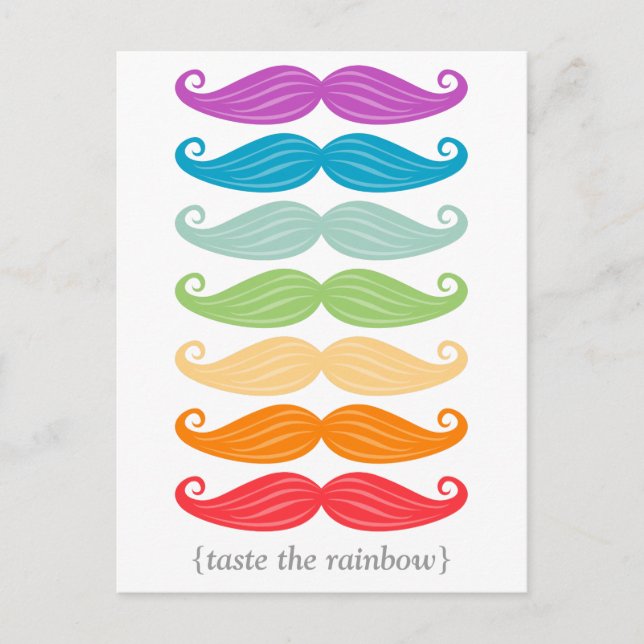 Rainbow Moustaches Postcard (Front)
