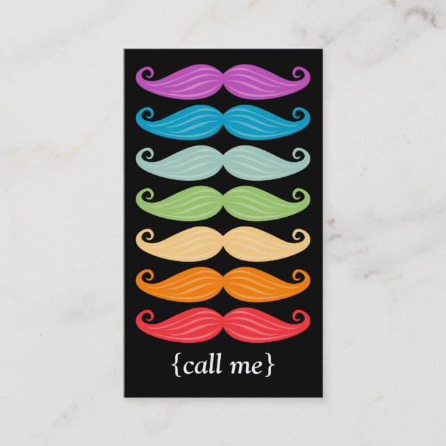 Rainbow Moustaches Vertical Bizcard Business Card (Front)