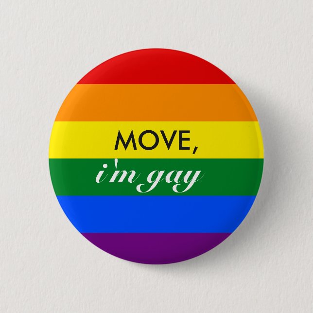 Rainbow MOVE, i'm gay Button (Front)