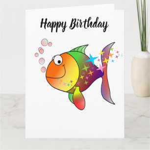 Rainbow multi colour pacific ocean tuna fish card