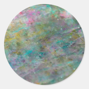 Rainbow Multi Coloured Crystal Rock Marble Classic Round Sticker