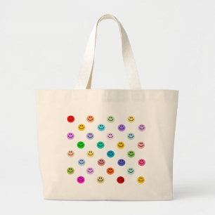 Rainbow Multicolor Face Pattern Large Tote Bag