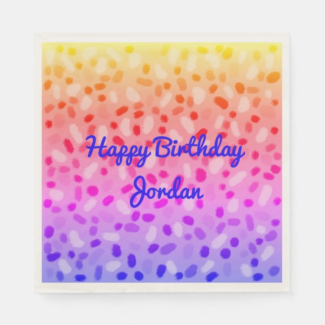 Rainbow Multicolored Festive Personalised Party Napkin (Front)