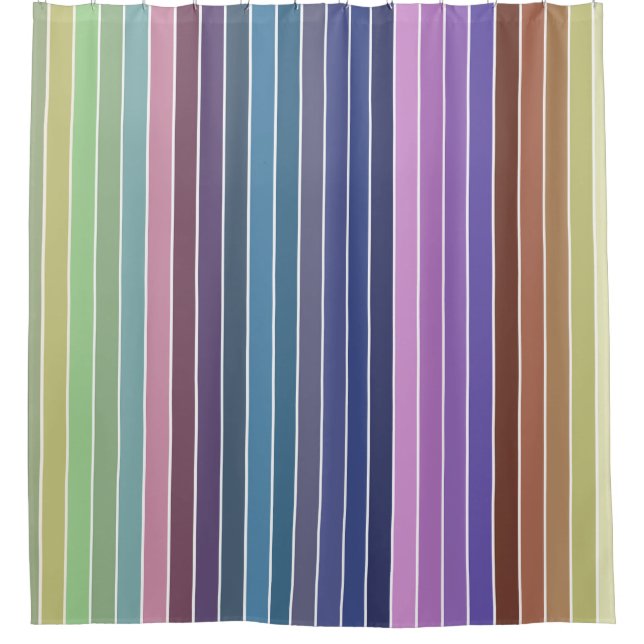 Rainbow Multicolored Multicoloured Striped Pattern Shower Curtain (Front)