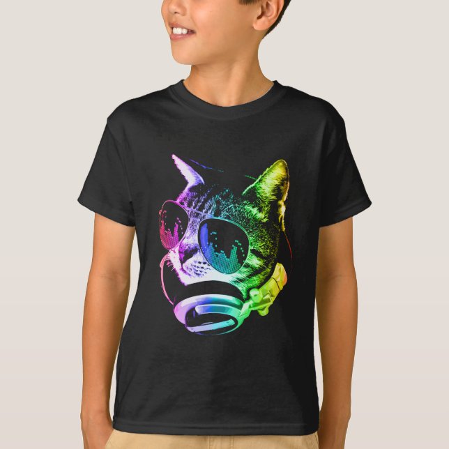 Rainbow Music Cat T-Shirt (Front)