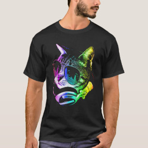 Rainbow Music Cat With Sunglass And Headphone For  T-Shirt