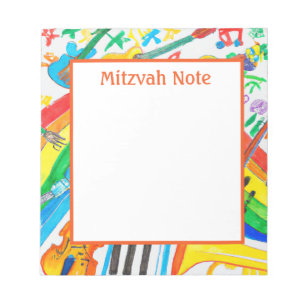 Rainbow Music Girls Boys Mitzvah Notes Notepad
