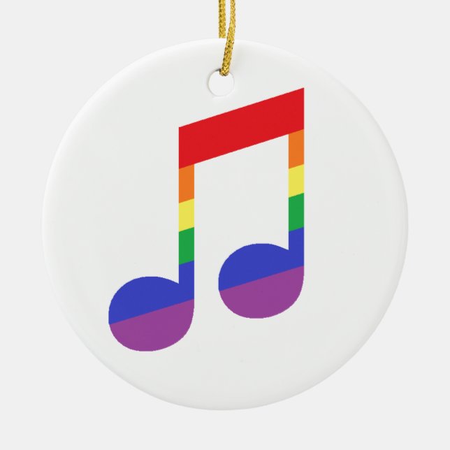 Rainbow Music Note Ceramic Tree Decoration (Front)