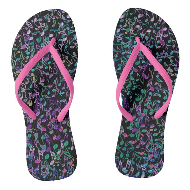 Rainbow Music Notes Flip Flops (Footbed)
