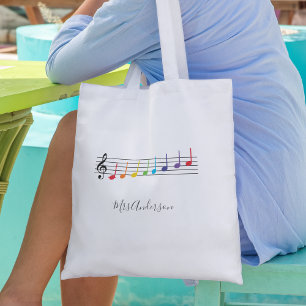 Rainbow Music Notes Scale Music Teacher Tote Bag