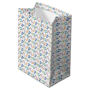 Rainbow Music Notes (White) Medium Gift Bag