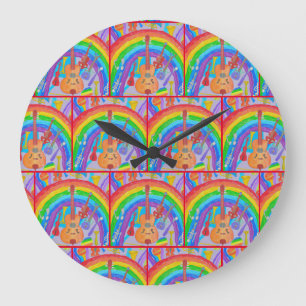 Rainbow Musical Instruments Band Teacher Musician  Large Clock