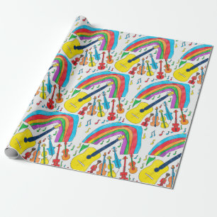 Rainbow Musical Instruments Band Teacher Musician  Wrapping Paper