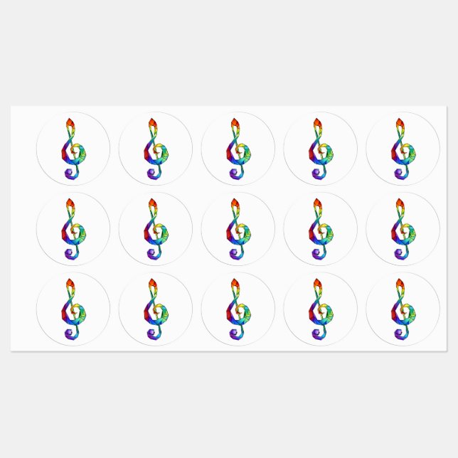 Rainbow musical key treble clef (Sheet)