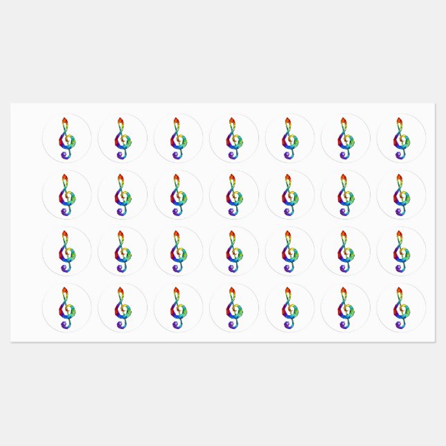 Rainbow musical key treble clef (Sheet)