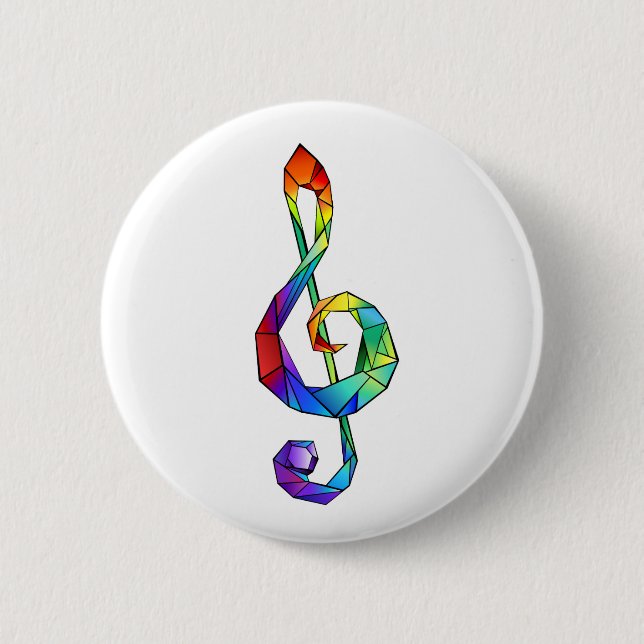Rainbow Musical Key treble clef 6 Cm Round Badge (Front)