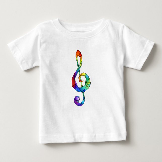 Rainbow musical key treble clef baby T-Shirt (Front)