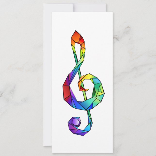 Rainbow musical key treble clef card (Front)