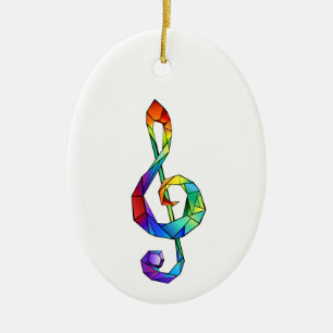 Rainbow musical key treble clef ceramic tree decoration