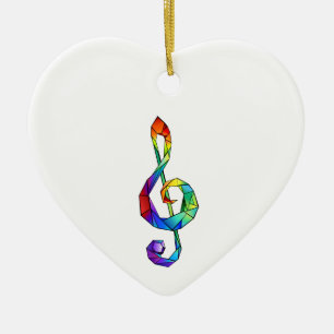 Rainbow musical key treble clef ceramic tree decoration