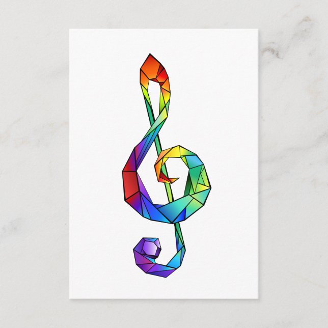 Rainbow musical key treble clef enclosure card (Front)