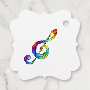 Rainbow musical key treble clef favour tags