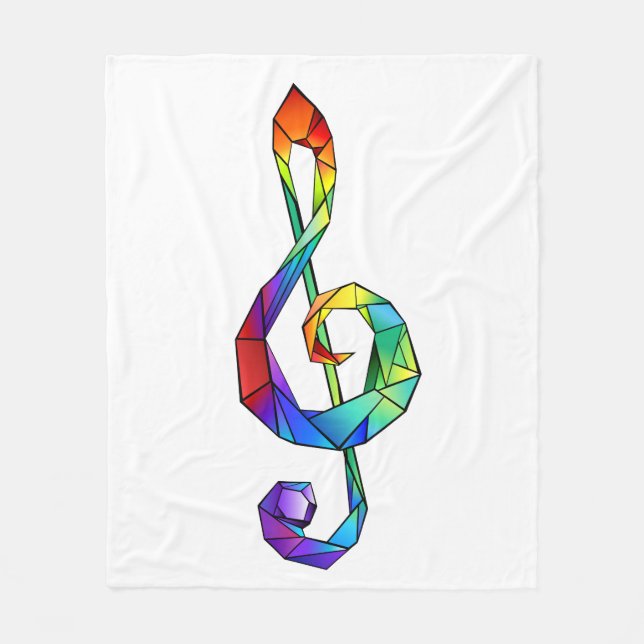 Rainbow musical key treble clef fleece blanket (Front)