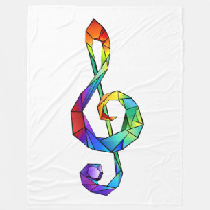 Rainbow musical key treble clef fleece blanket