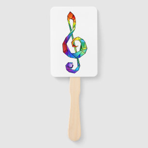 Rainbow musical key treble clef hand fan