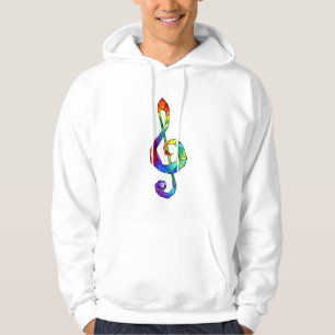 Rainbow musical key treble clef hoodie