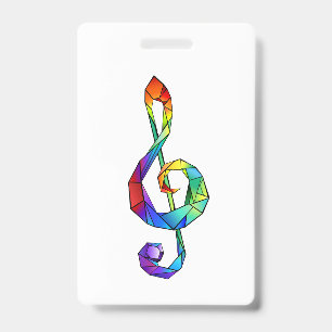 Rainbow Musical Key treble clef ID Badge