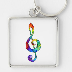 Rainbow musical key treble clef key ring