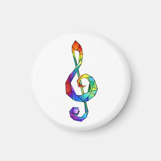 Rainbow musical key treble clef magnet (Front)