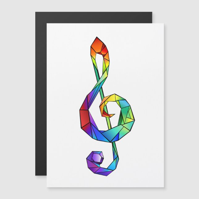 Rainbow musical key treble clef magnetic invitation (Front/Back)