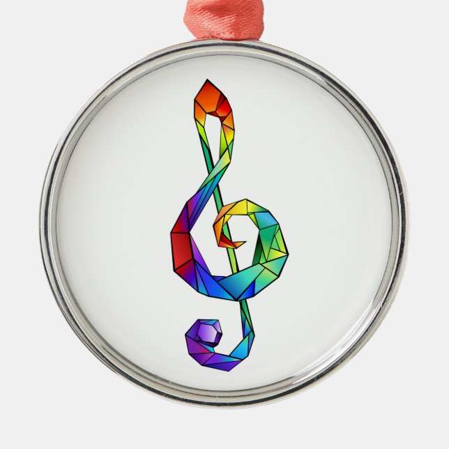 Rainbow musical key treble clef metal tree decoration (Front)