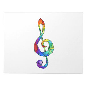 Rainbow musical key treble clef notepad