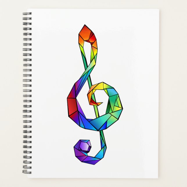 Rainbow musical key treble clef planner (Front)