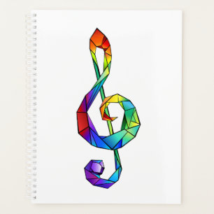 Rainbow musical key treble clef planner