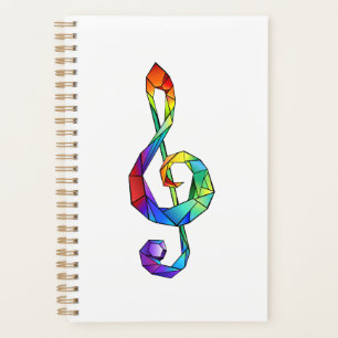 Rainbow musical key treble clef planner