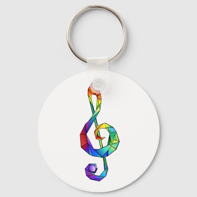 Rainbow Musical Key treble clef Ring (Front)