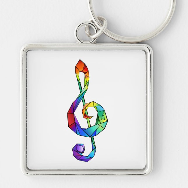 Rainbow musical key treble clef ring (Front)