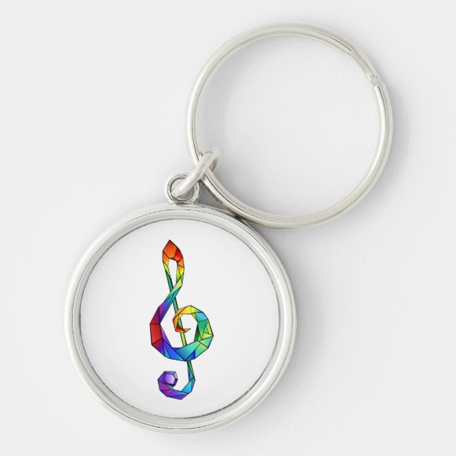 Rainbow musical key treble clef ring (Front)