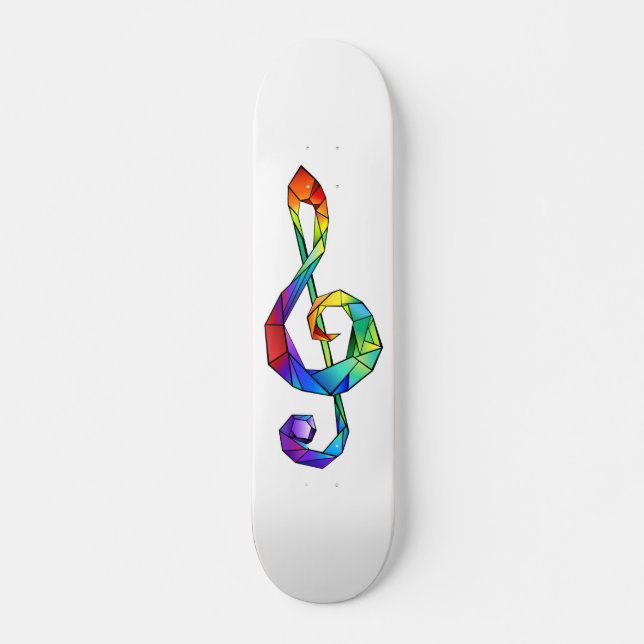 Rainbow musical key treble clef skateboard (Front)