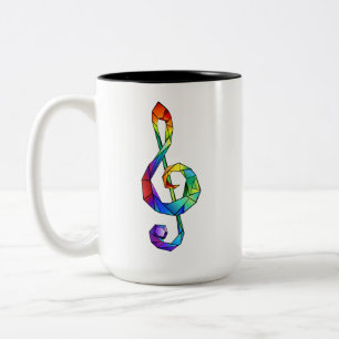 Rainbow musical key treble clef Two-Tone coffee mug